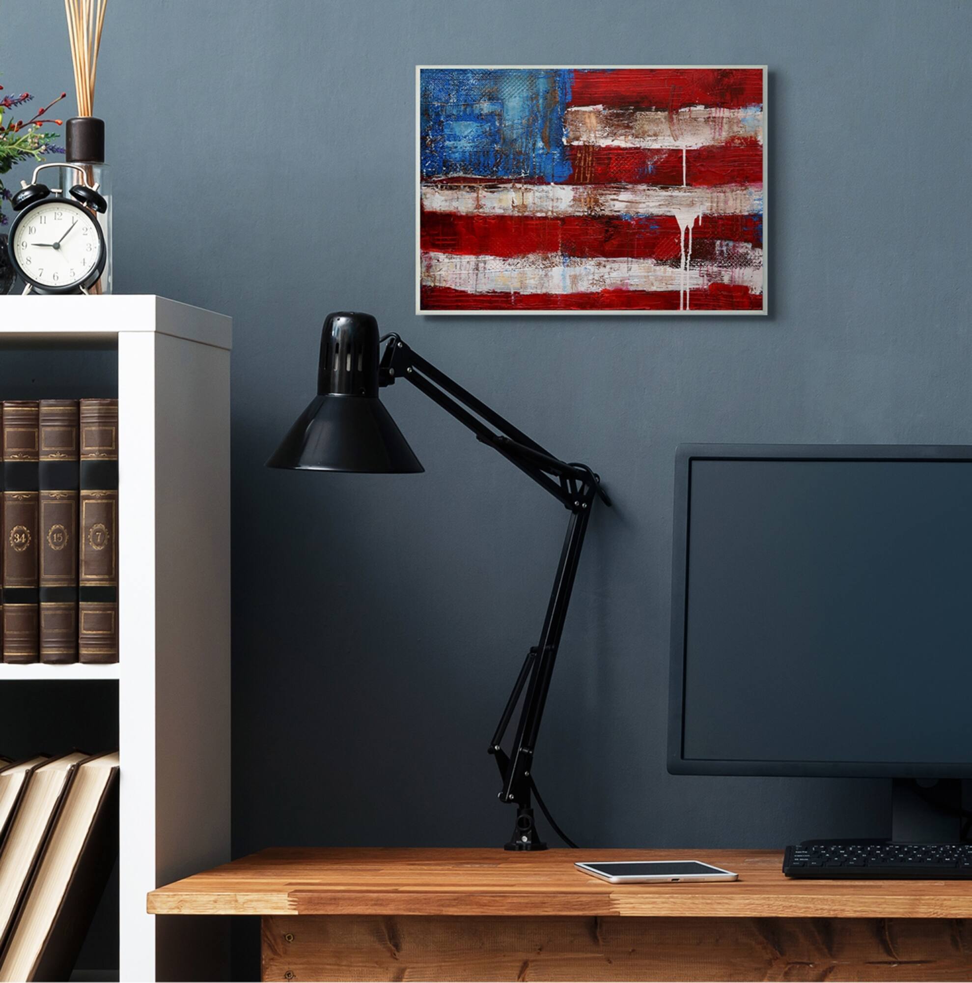 Stupell Industries Rustic United States Flag with Distressed Paint Drip Wall Plaque Art